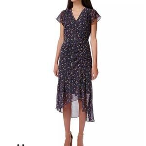 NWT Sam edelmans Ditsy-Print Ruched Midi Dress sz 2